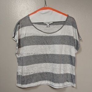White and gray striped top